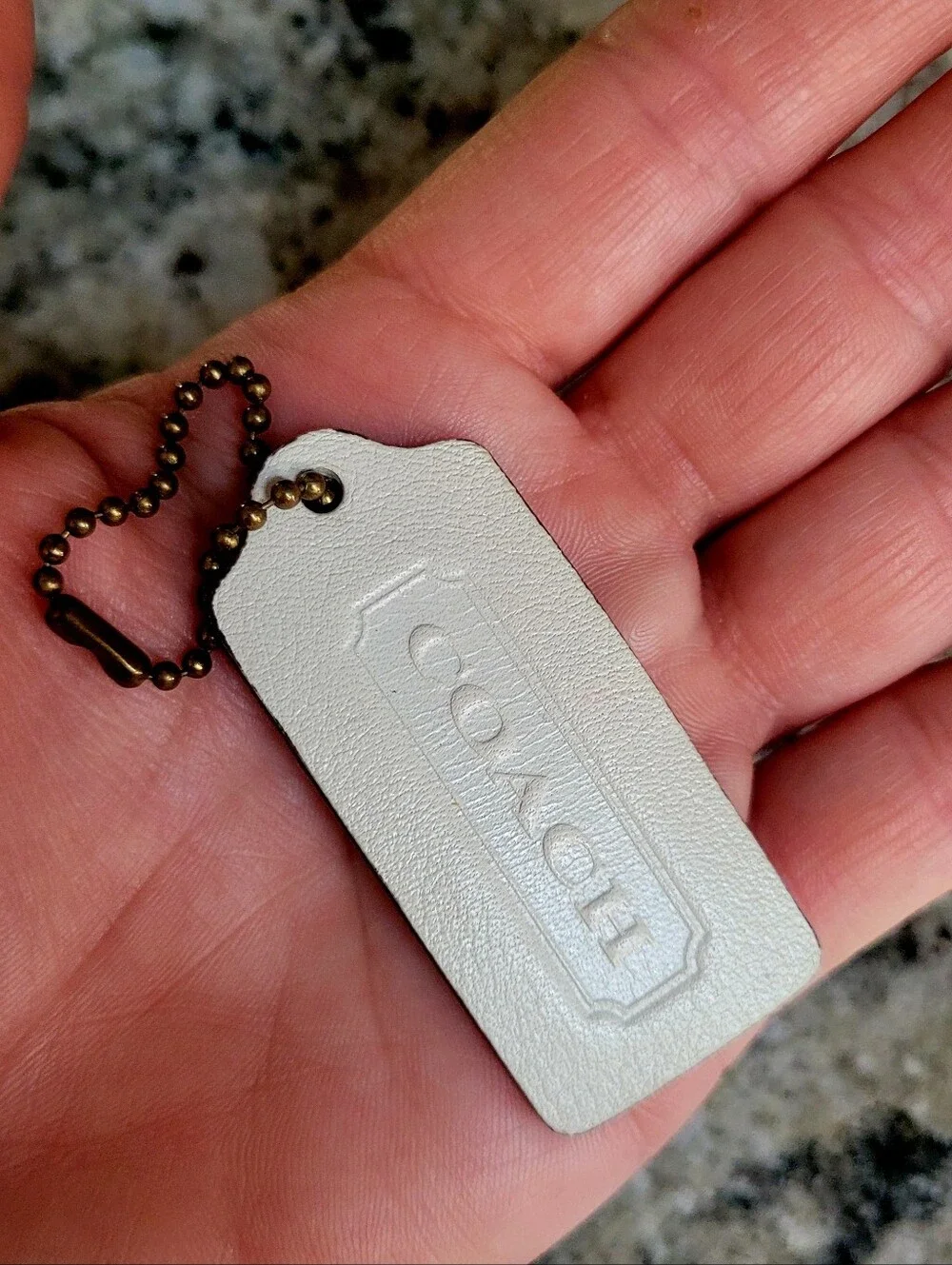 Coach Vintage White Leather Tag